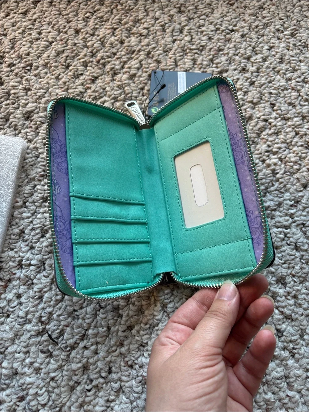 Loungefly Disney Wallet in Teal, Black & Coral Mermaid Design